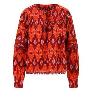 NEW ONE COLLECTIVE women's quilted yoke spice diamond print blouse in red orange